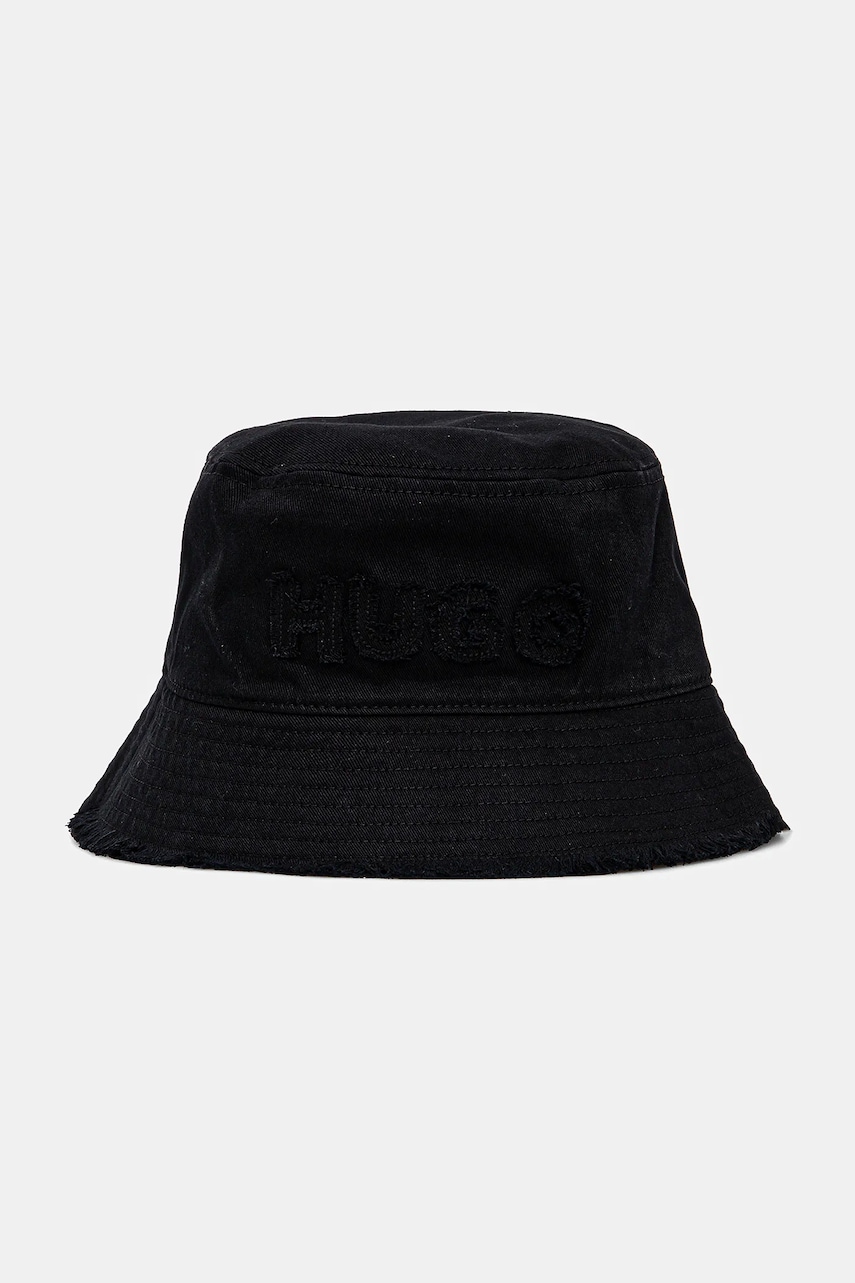 Levně Bavlněný klobouk HUGO černá barva, 50540948