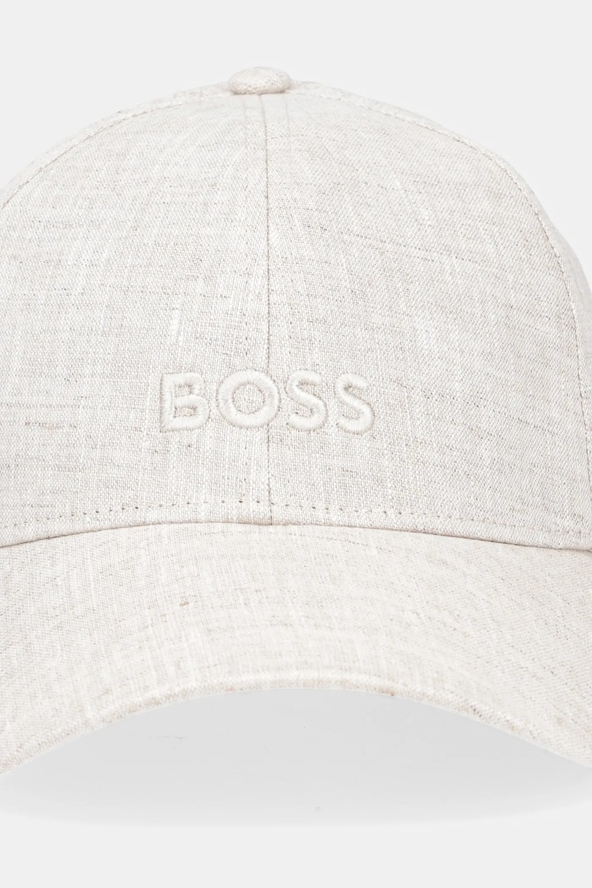 Льняная кепка BOSS цвет бежевый однотонная 50539507
