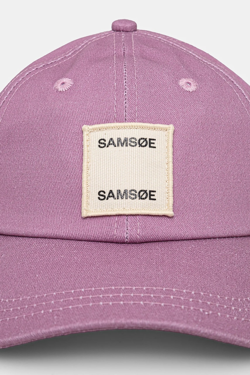 Хлопковая кепка Samsoe Samsoe SASAMSOE цвет розовый с аппликацией F25100107 Хлопковая кепка Samsoe Samsoe SASAMSOE цвет розовый с аппликацией F25100107
