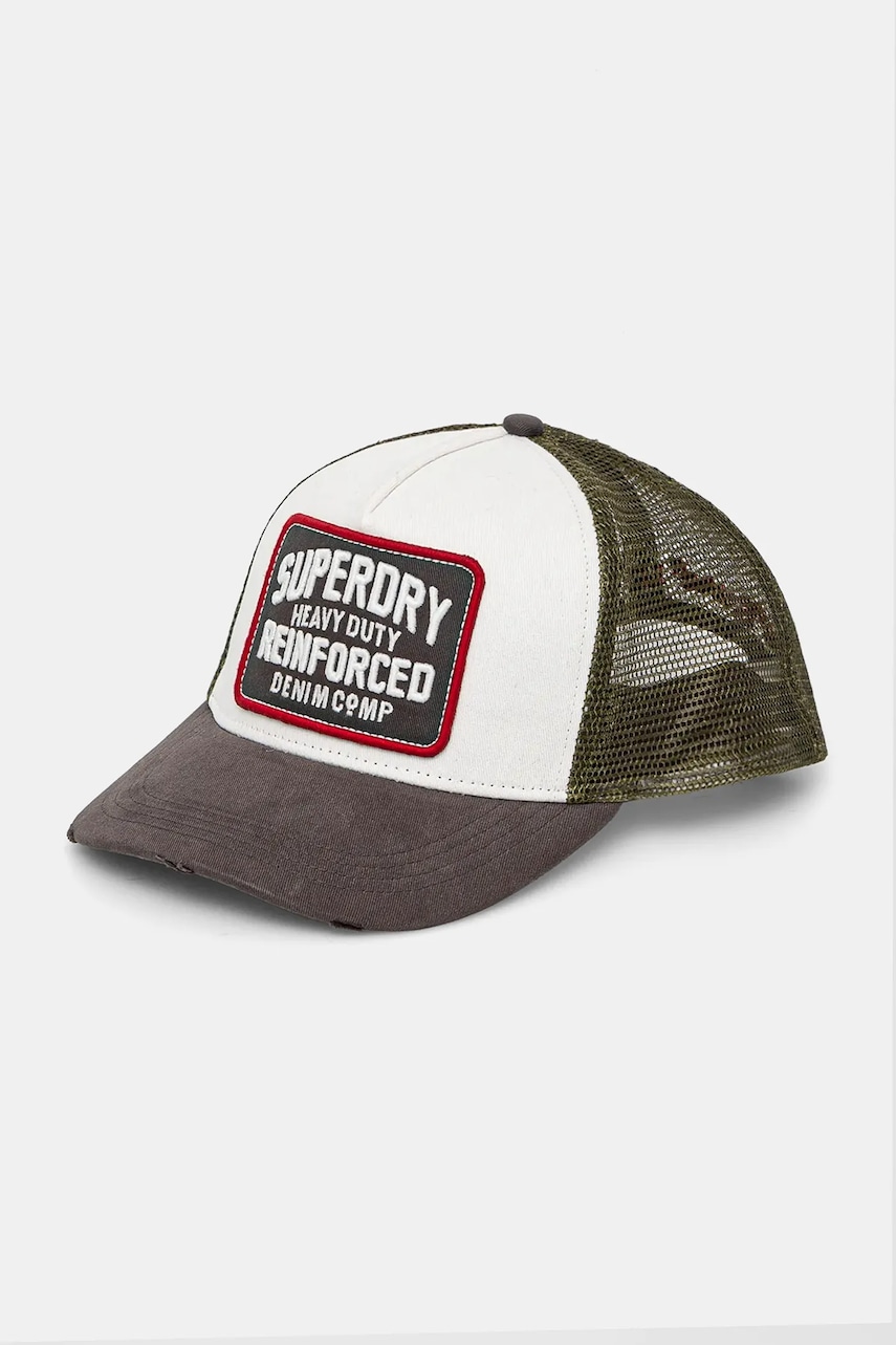 Superdry sapca culoarea gri, cu imprimeu, W9010176A-E8Y Superdry sapca culoarea gri, cu imprimeu, W9010176A-E8Y