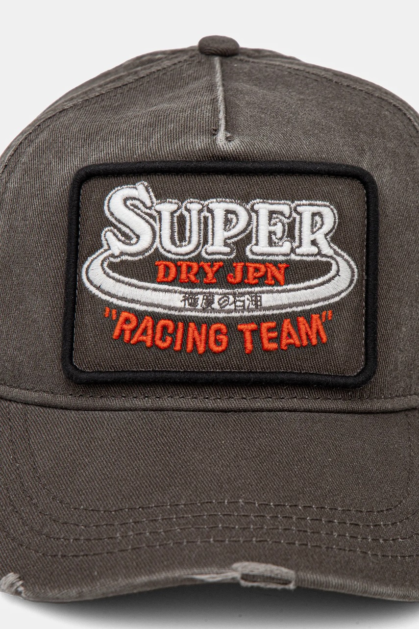 Хлопковая кепка Superdry цвет серый с аппликацией W9010177A-02A