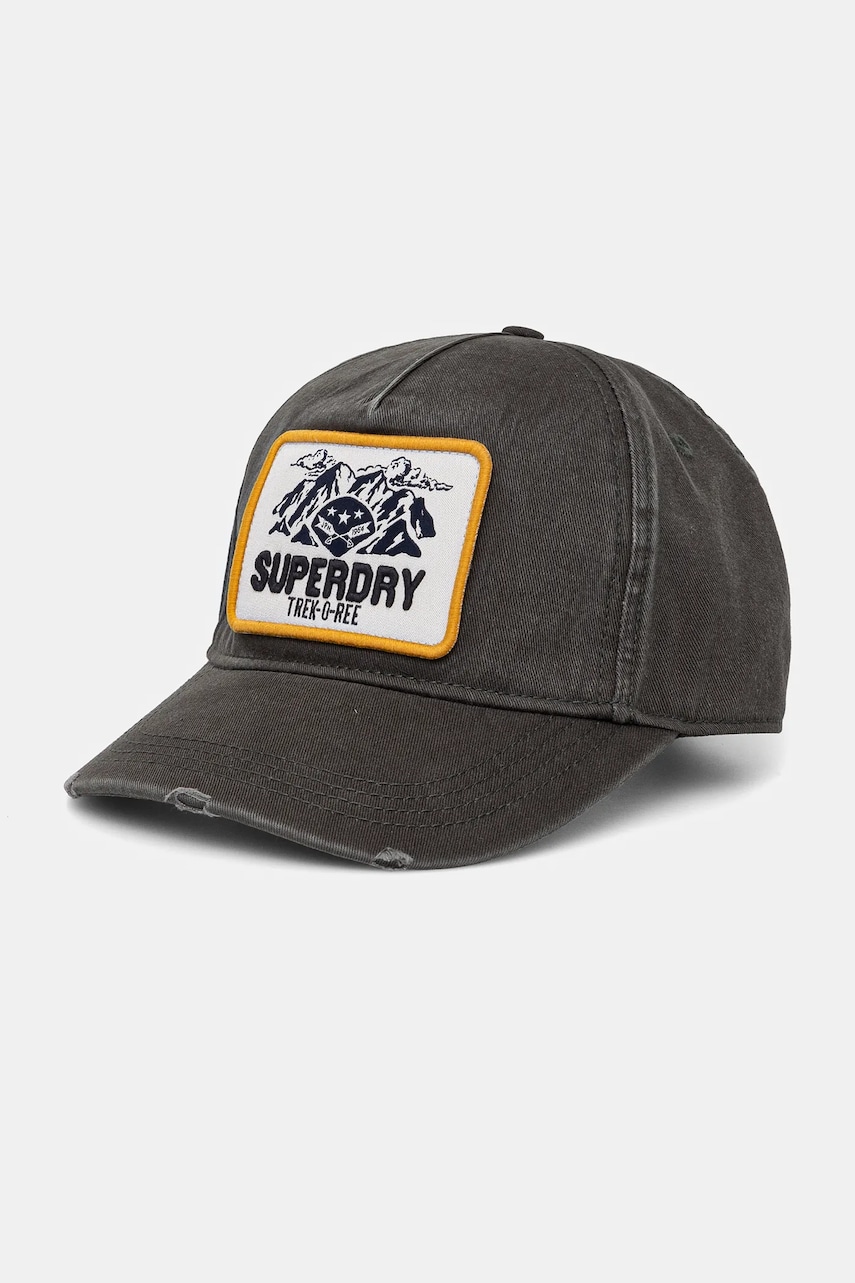 Superdry șapcă de baseball din bumbac culoarea verde, cu imprimeu, W9010177A-OE6 Superdry șapcă de baseball din bumbac culoarea verde, cu imprimeu, W9010177A-OE6