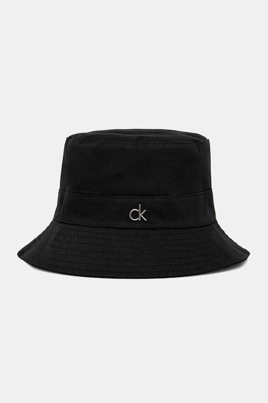 Levně Oboustranný klobouk Calvin Klein černá barva, bavlněný, K60K612913