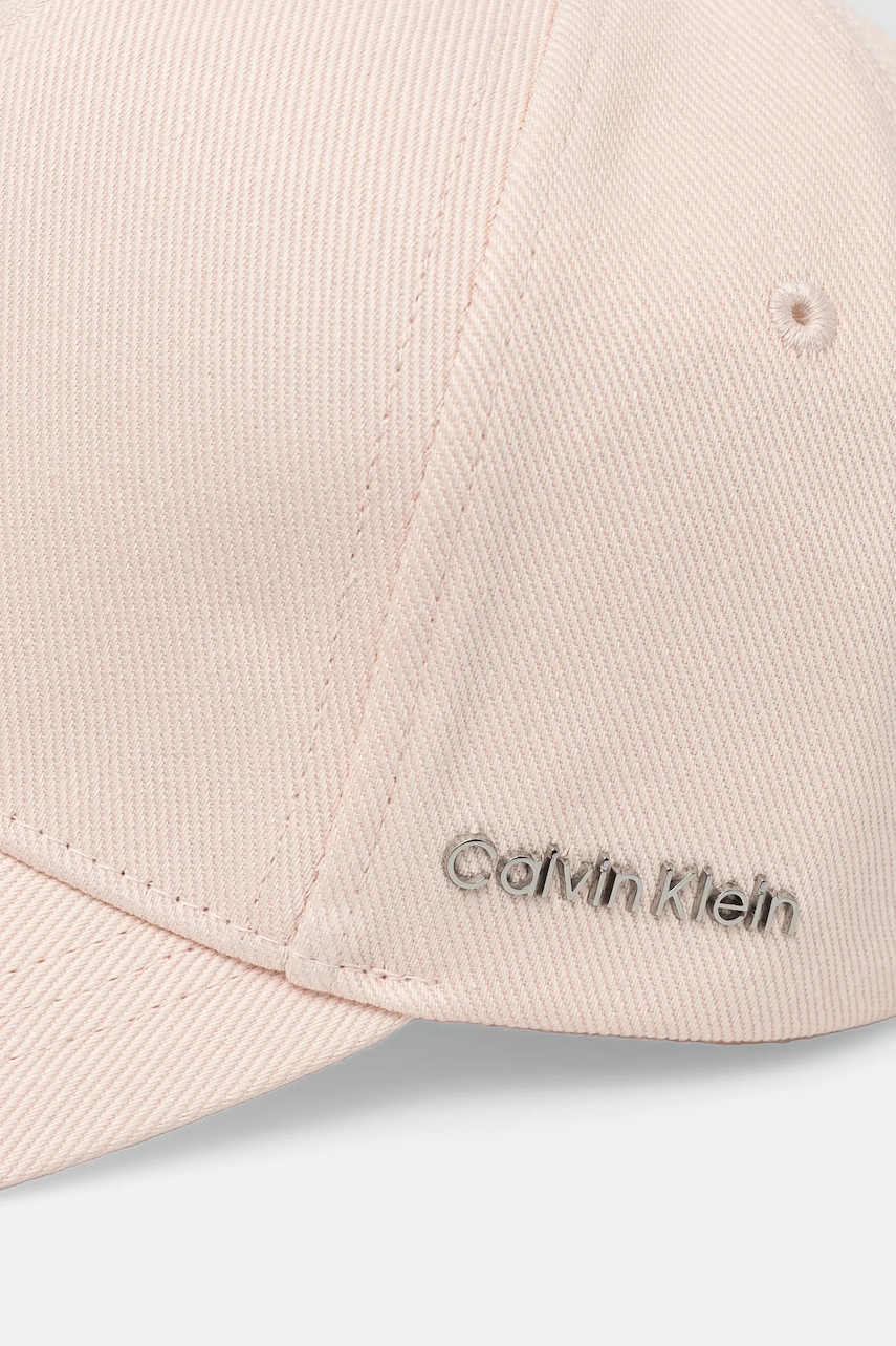 Хлопковая кепка Calvin Klein цвет розовый однотонная K60K612910 Хлопковая кепка Calvin Klein цвет розовый однотонная K60K612910