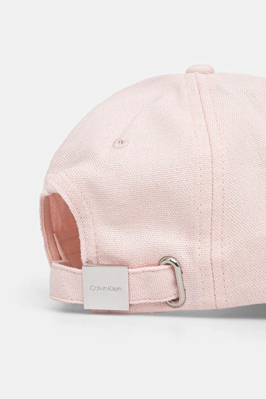Льняная кепка Calvin Klein цвет розовый с аппликацией K60K613118 Льняная кепка Calvin Klein цвет розовый с аппликацией K60K613118