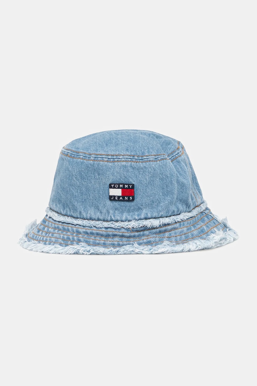 Levně Džínový klobouk Tommy Jeans modrá barva, AW0AW17310