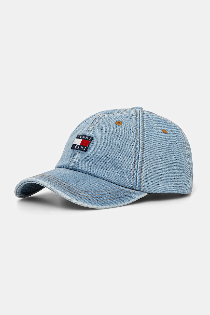 Tommy Jeans șapcă de baseball din denim cu imprimeu, AW0AW17312 Tommy Jeans șapcă de baseball din denim cu imprimeu, AW0AW17312
