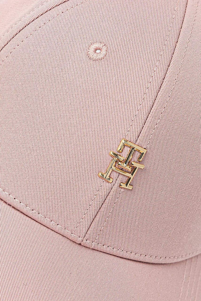 Хлопковая кепка Tommy Hilfiger цвет розовый с аппликацией AW0AW17128 Хлопковая кепка Tommy Hilfiger цвет розовый с аппликацией AW0AW17128