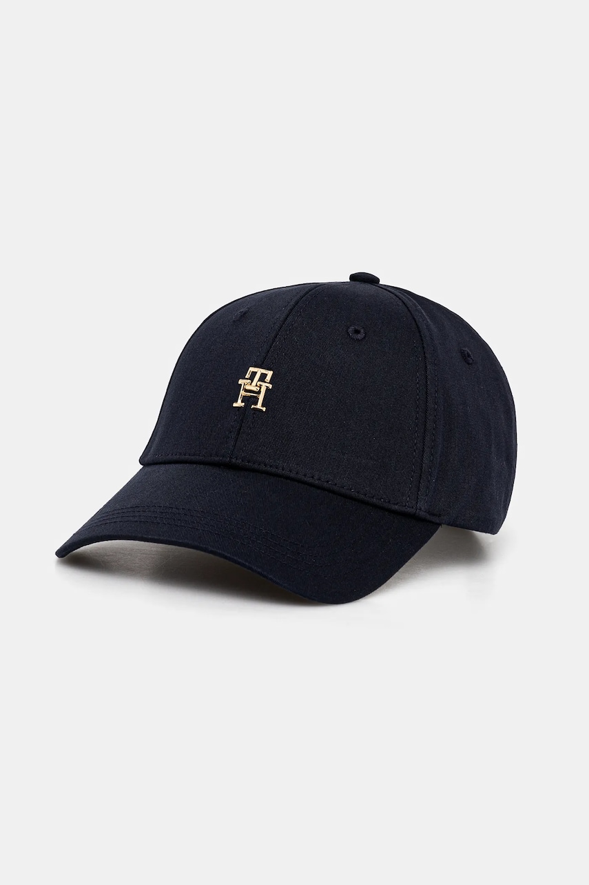 Levně Bavlněná baseballová čepice Tommy Hilfiger tmavomodrá barva, s aplikací, AW0AW17128