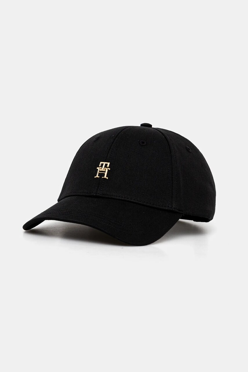 Levně Bavlněná baseballová čepice Tommy Hilfiger černá barva, s aplikací, AW0AW17128