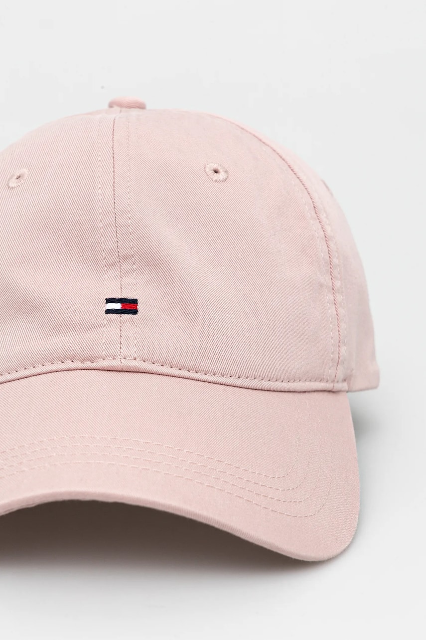 Хлопковая кепка Tommy Hilfiger цвет розовый однотонная AW0AW17131 Хлопковая кепка Tommy Hilfiger цвет розовый однотонная AW0AW17131