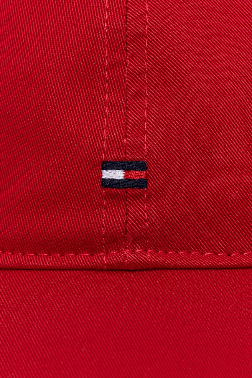 Хлопковая кепка Tommy Hilfiger цвет красный однотонная AW0AW17131 Хлопковая кепка Tommy Hilfiger цвет красный однотонная AW0AW17131