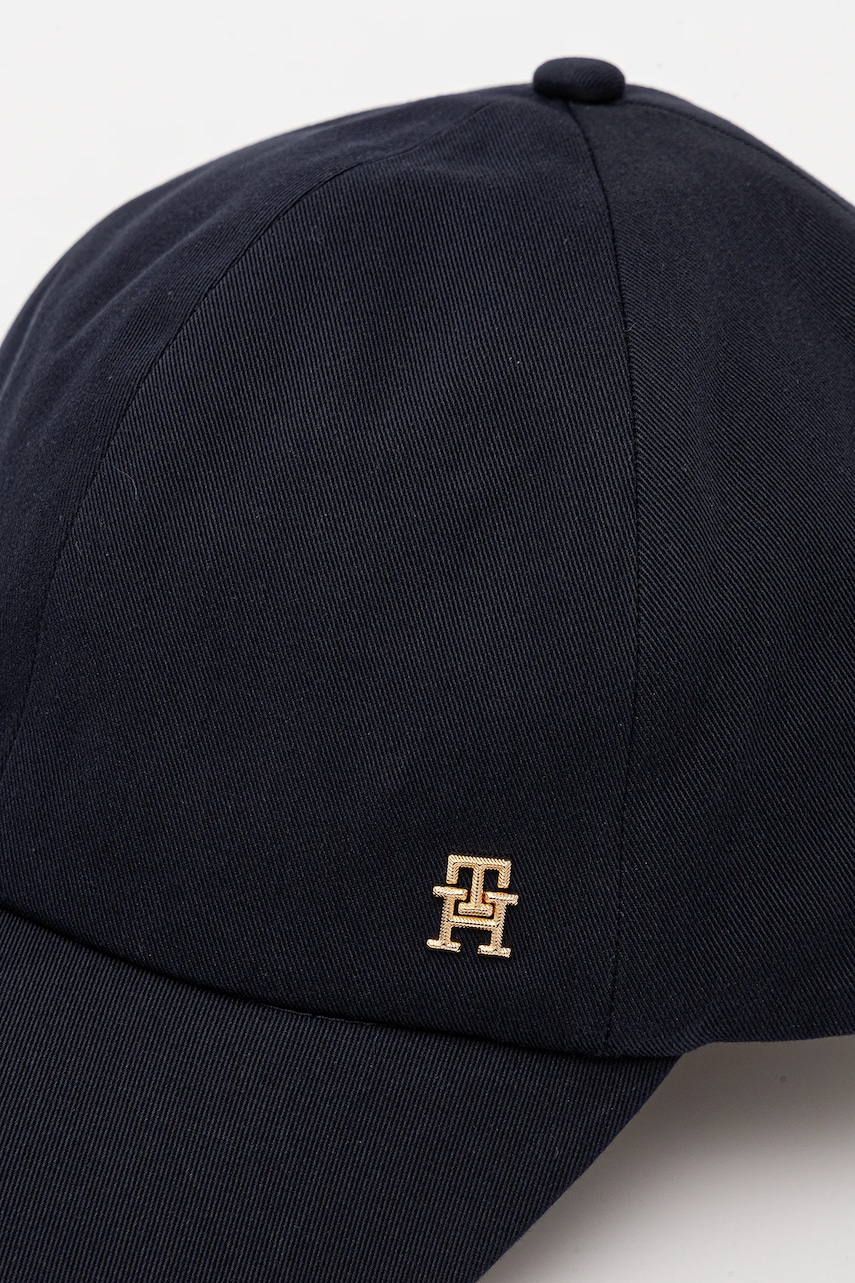 Хлопковая кепка Tommy Hilfiger цвет синий однотонная AW0AW17138 Хлопковая кепка Tommy Hilfiger цвет синий однотонная AW0AW17138