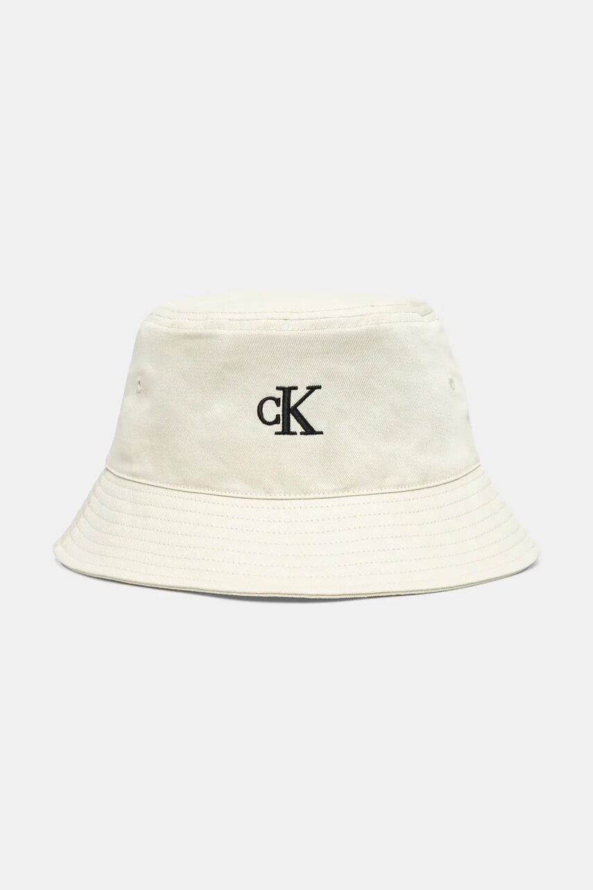 Levně Bavlněný klobouk Calvin Klein Jeans béžová barva, LV04K5020G