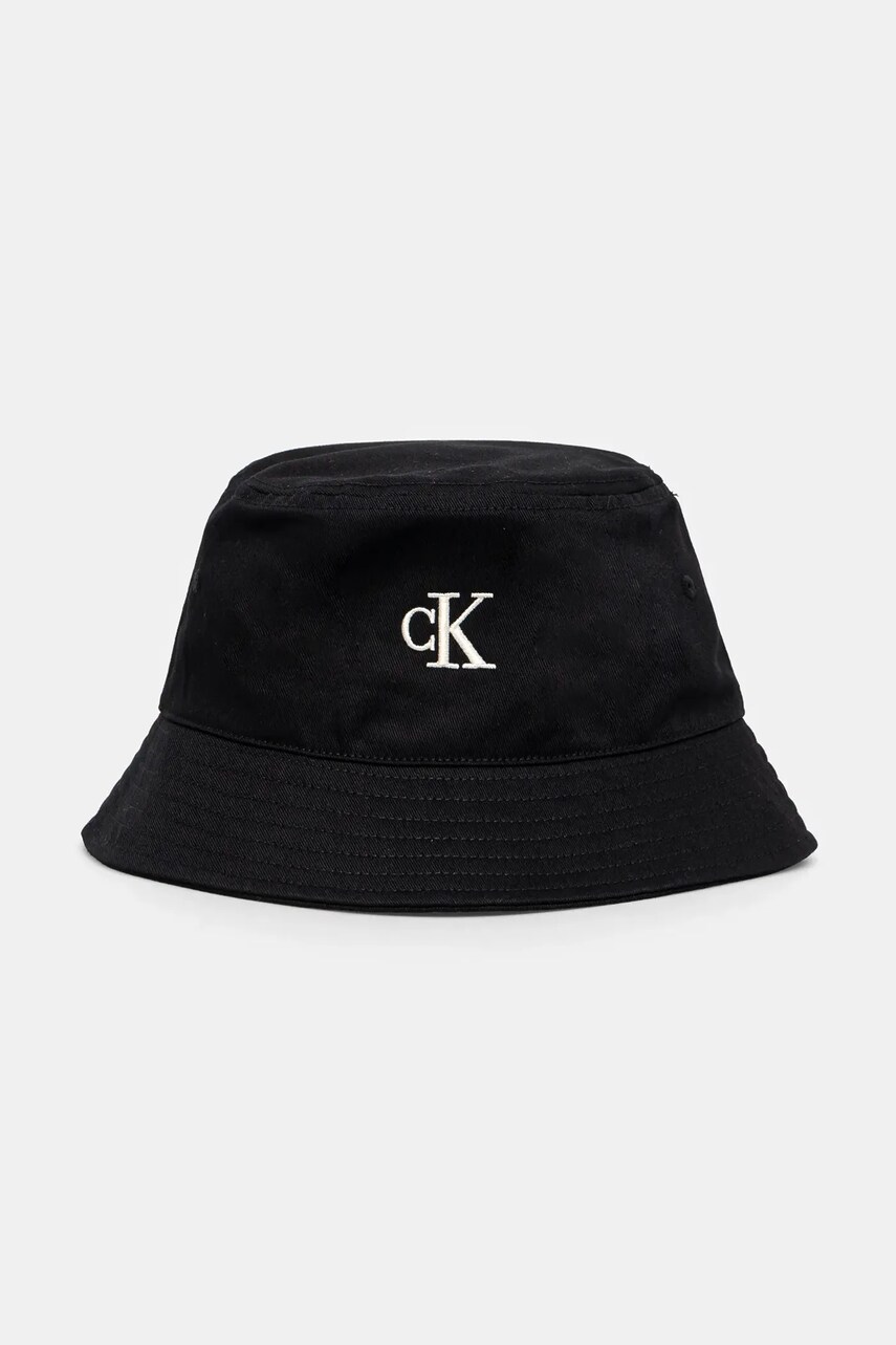 Levně Bavlněný klobouk Calvin Klein Jeans černá barva, LV04K5020G