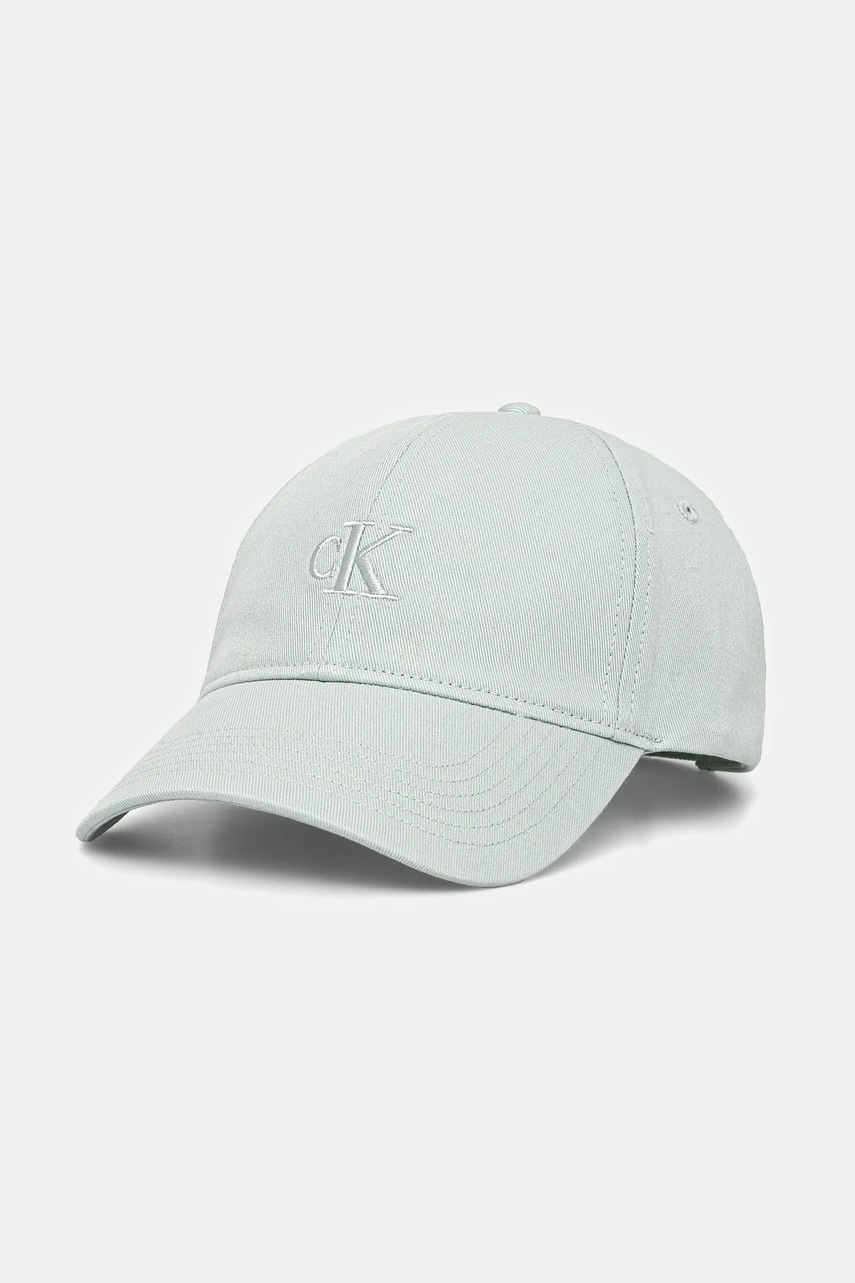 

Памучна шапка с козирка Calvin Klein Jeans в тюркоазено с принт LV04K5024G, Зелен