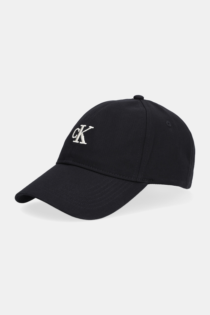 Levně Bavlněná baseballová čepice Calvin Klein Jeans černá barva, s potiskem, LV04K5024G