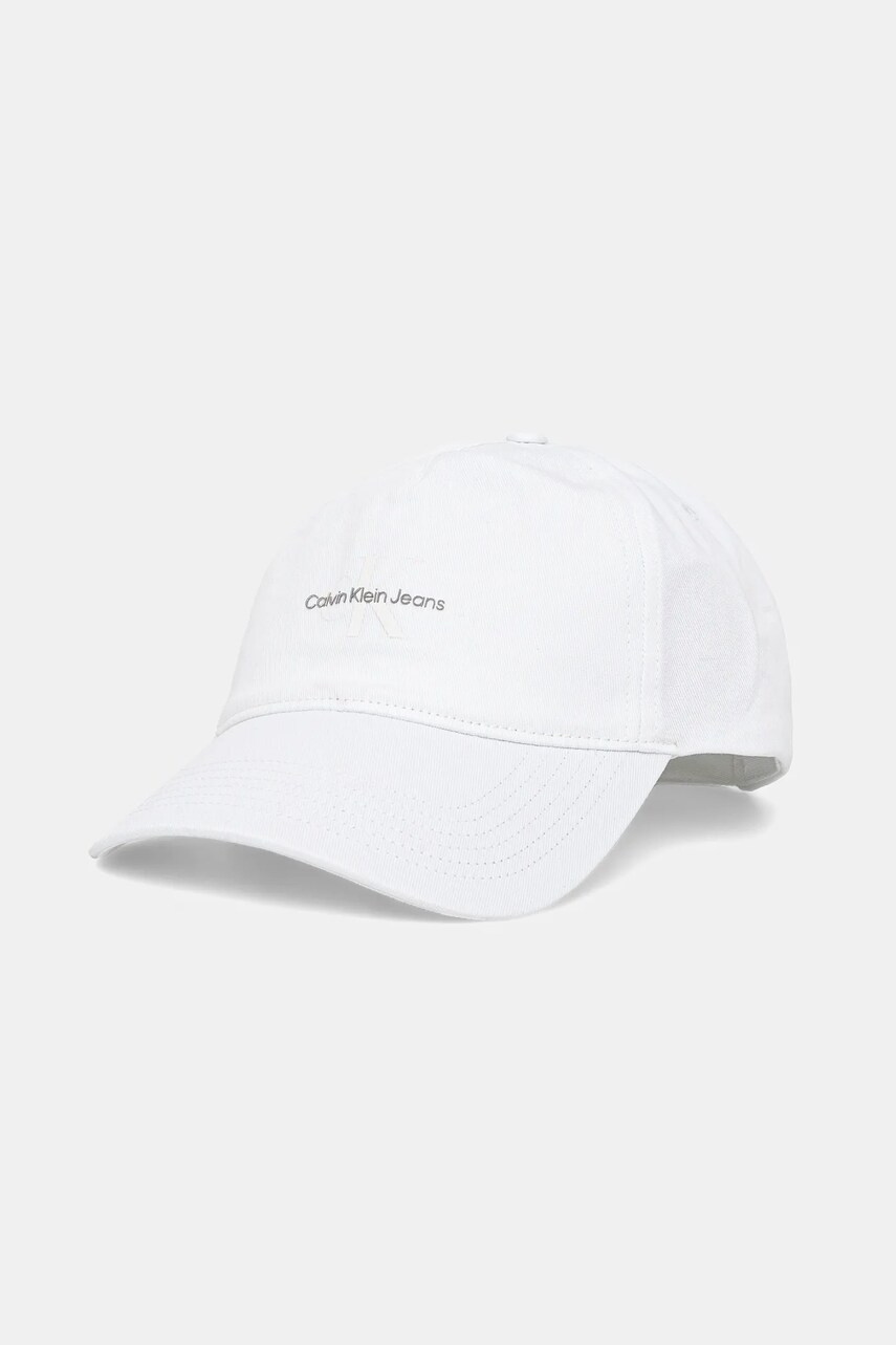 Levně Bavlněná baseballová čepice Calvin Klein Jeans bílá barva, LV04K5027G