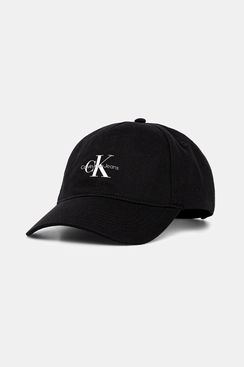 Levně Bavlněná baseballová čepice Calvin Klein Jeans černá barva, LV04K5027G