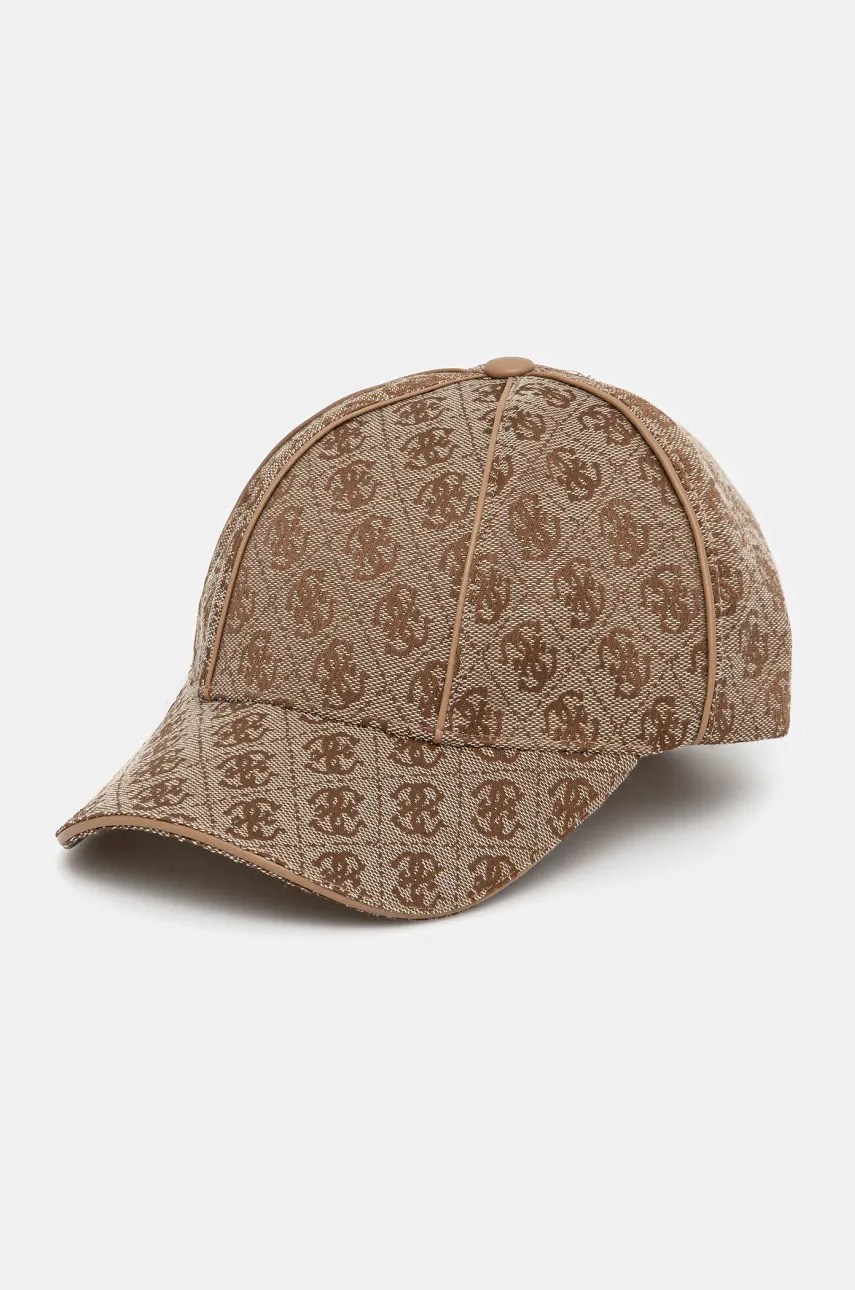 Levně Kšiltovka Guess dámská, hnědá barva, vzorovaná, AW5282 POL01