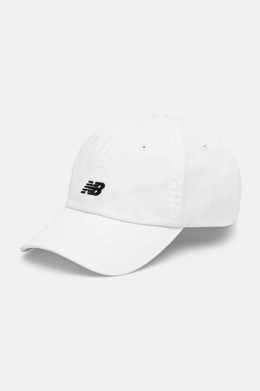 New Balance șapcă de baseball din bumbac culoarea alb, neted, LAH51009WT New Balance șapcă de baseball din bumbac culoarea alb, neted, LAH51009WT