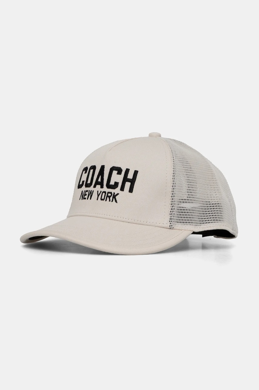 Levně Bavlněná baseballová čepice Coach béžová barva, s aplikací, 29CAA55