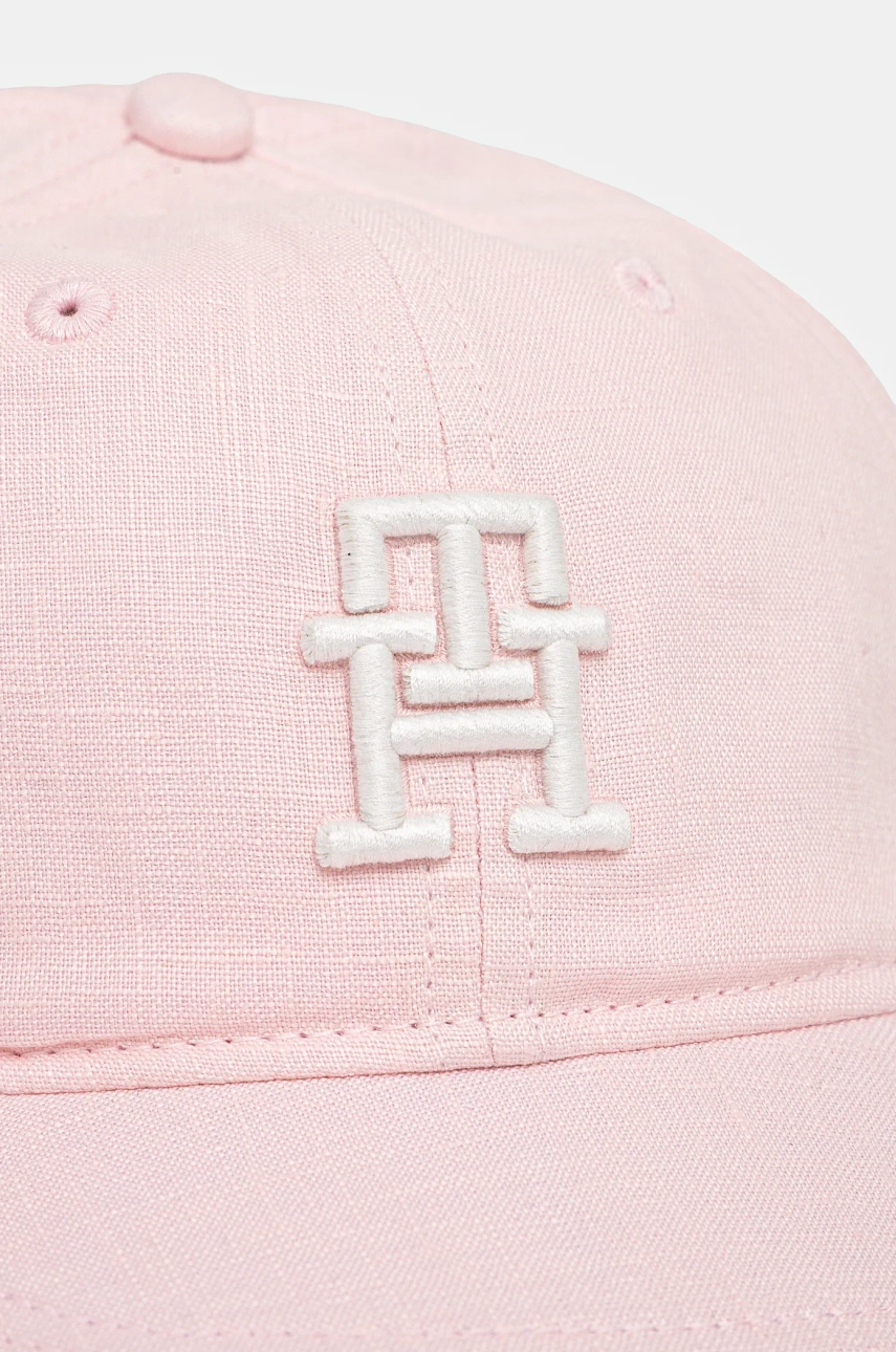 Детская хлопковая кепка Tommy Hilfiger цвет розовый однотонная AU0AU01954 Детская хлопковая кепка Tommy Hilfiger цвет розовый однотонная AU0AU01954
