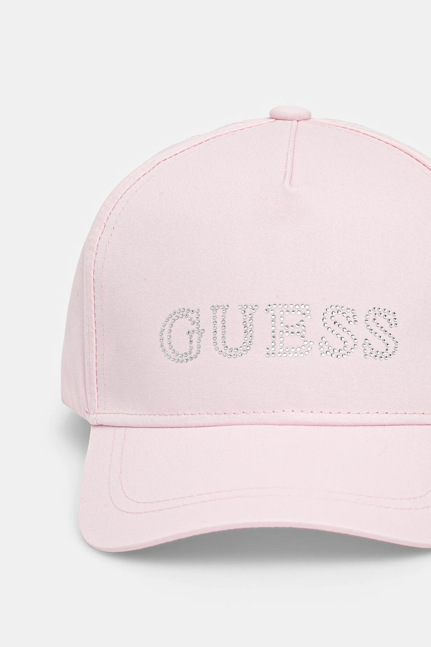 Дитяча бавовняна кепка Guess колір рожевий з аплікацією J5RZ40 WO08O