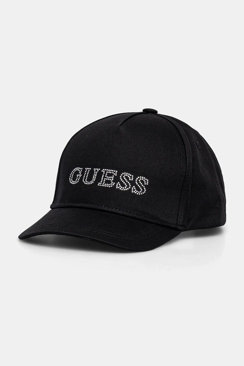 Levně Dětská bavlněná kšiltovka Guess černá barva, s aplikací, J5RZ40 WO08O