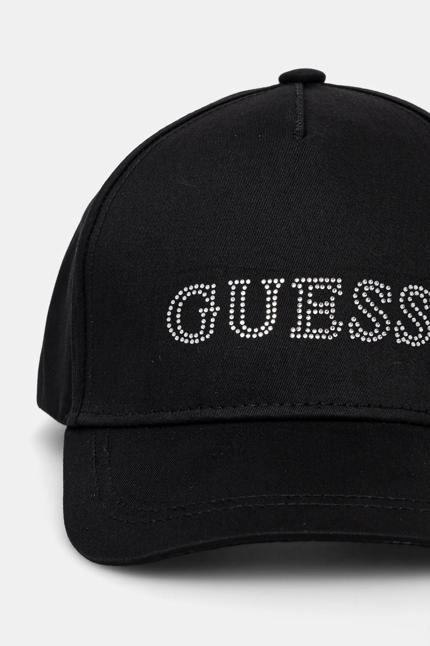 Дитяча бавовняна кепка Guess колір чорний з аплікацією J5RZ40 WO08O