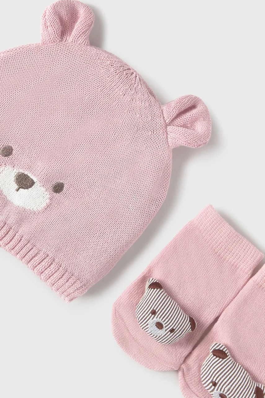 Шапочка и носки для младенцев Mayoral Newborn цвет розовый 9874