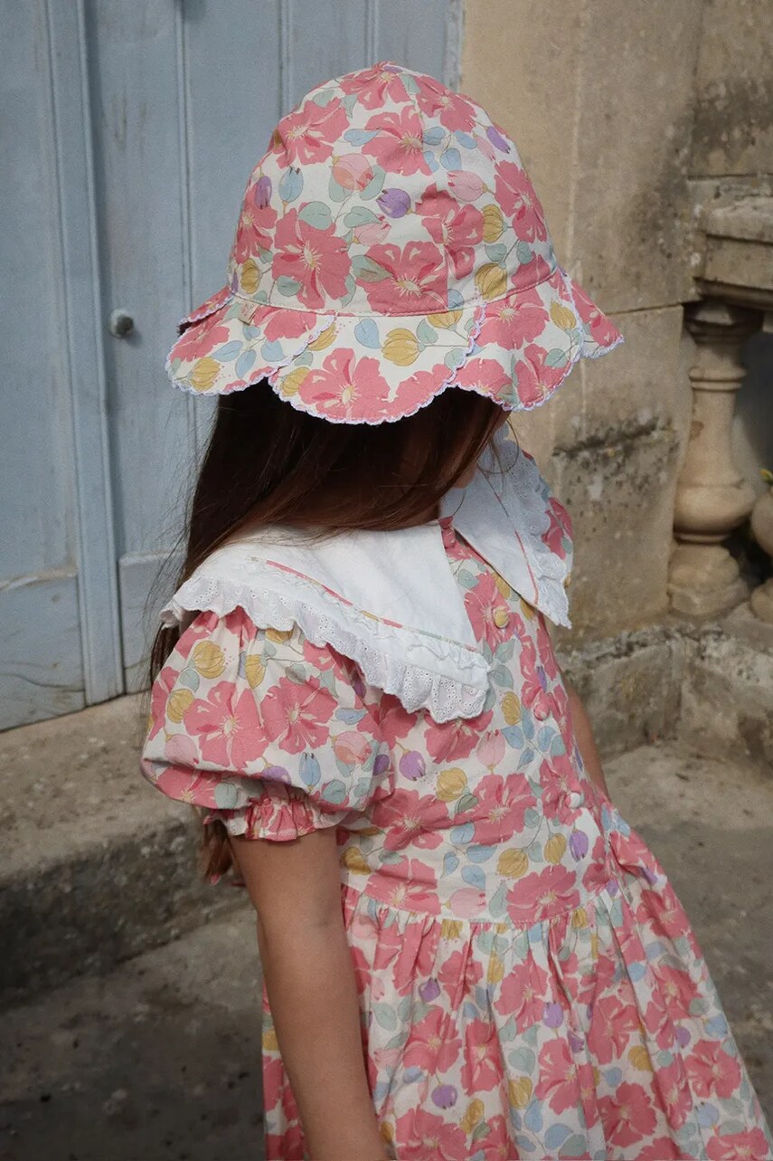 Konges Sløjd pălărie din bumbac pentru copii COEUR SCALLOP SUN HAT GOTS culoarea roz, bumbac, KS102733
