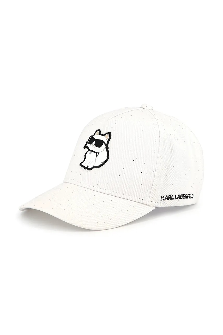 Karl Lagerfeld șapcă din bumbac pentru copii culoarea alb, cu imprimeu, Z30386 Karl Lagerfeld șapcă din bumbac pentru copii culoarea alb, cu imprimeu, Z30386