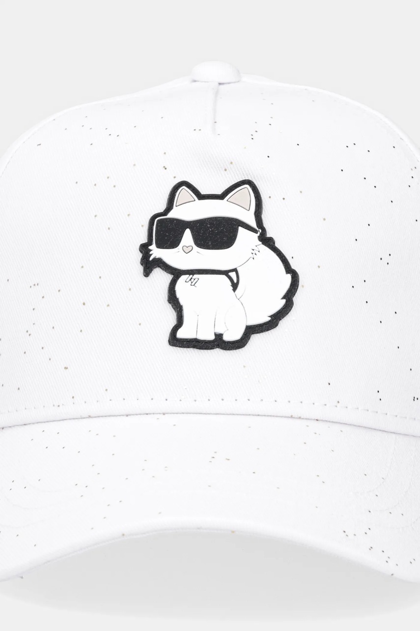 Дитяча бавовняна кепка Karl Lagerfeld колір білий з принтом Z30386