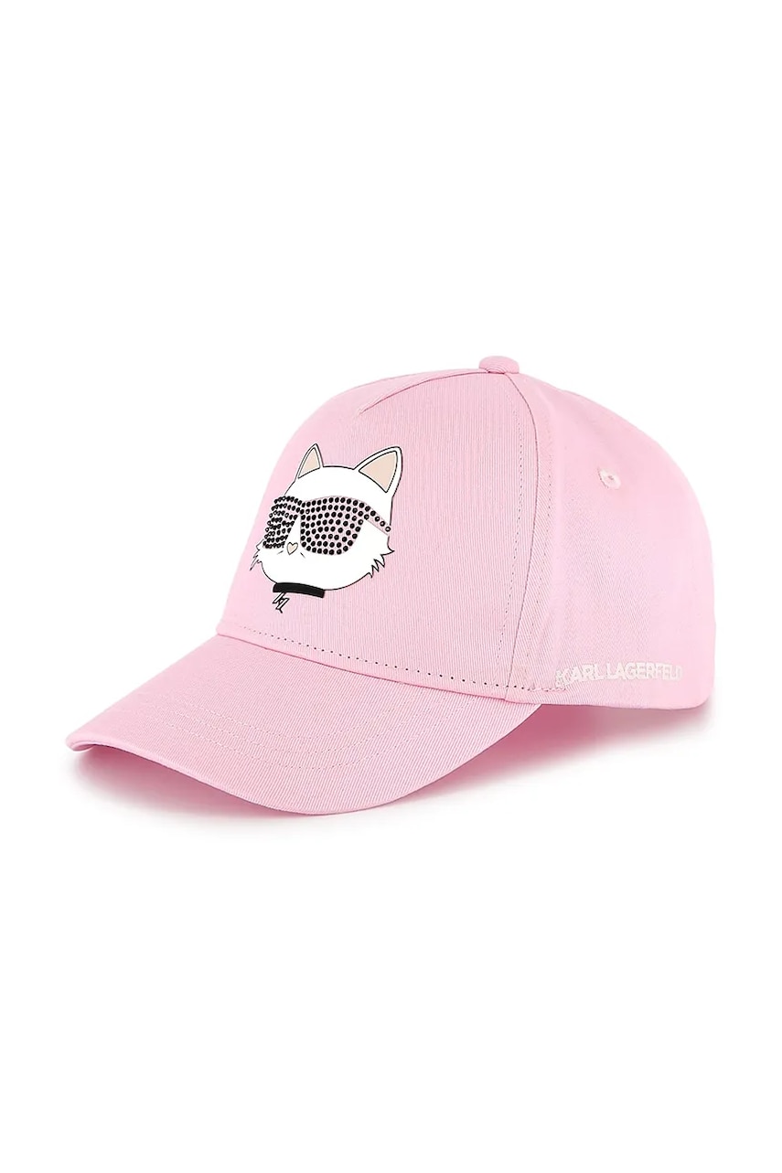 Karl Lagerfeld șapcă din bumbac pentru copii culoarea roz, cu imprimeu, Z30387 Karl Lagerfeld șapcă din bumbac pentru copii culoarea roz, cu imprimeu, Z30387