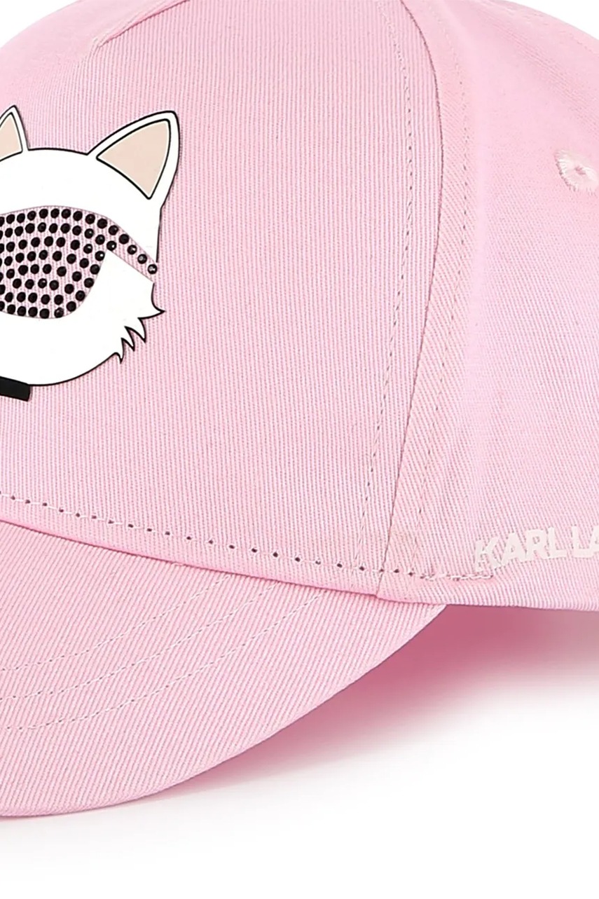Детская хлопковая кепка Karl Lagerfeld цвет розовый с аппликацией Z30387 Детская хлопковая кепка Karl Lagerfeld цвет розовый с аппликацией Z30387