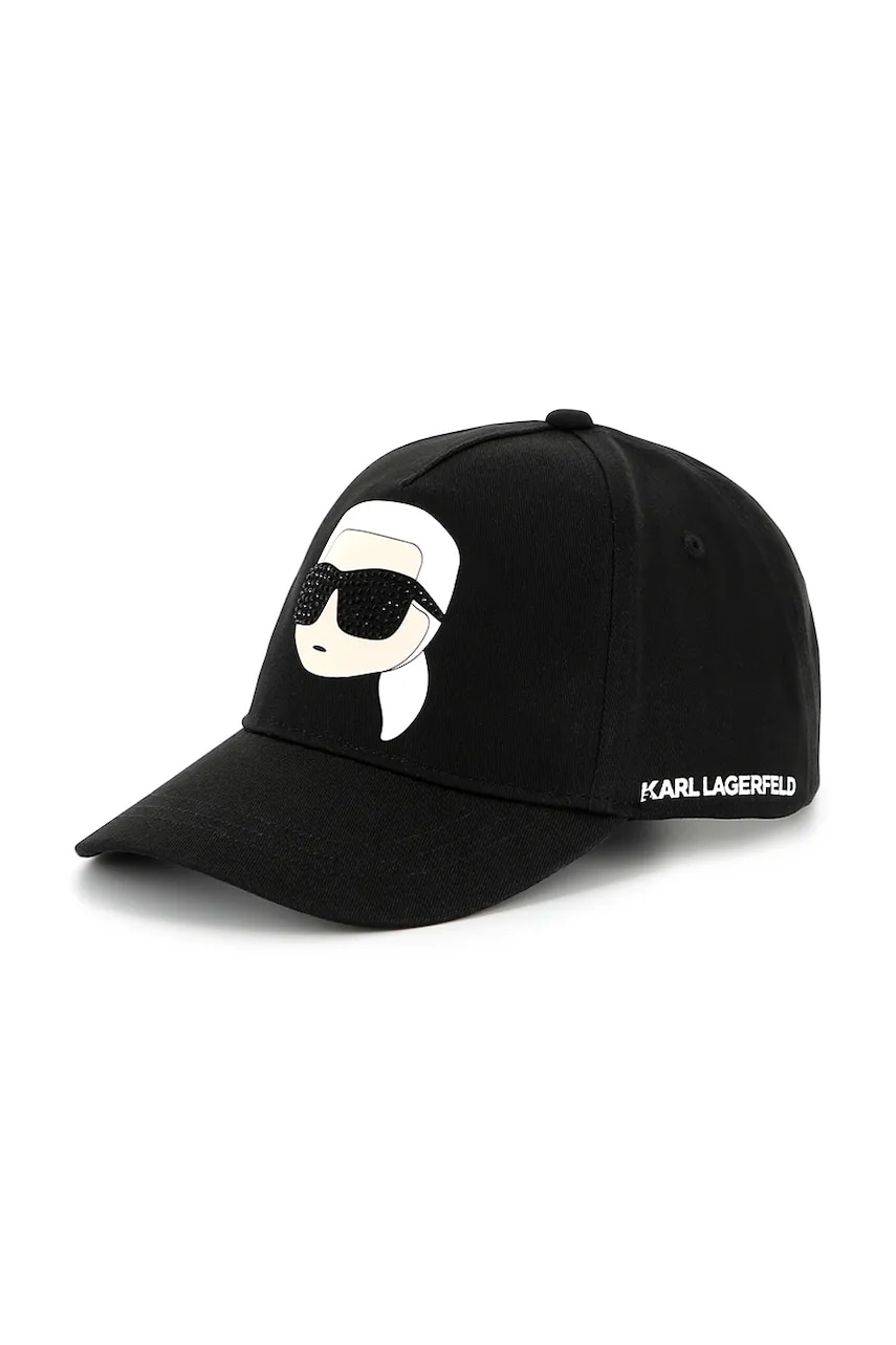 Karl Lagerfeld șapcă din bumbac pentru copii culoarea negru, cu imprimeu, Z30387 Karl Lagerfeld șapcă din bumbac pentru copii culoarea negru, cu imprimeu, Z30387