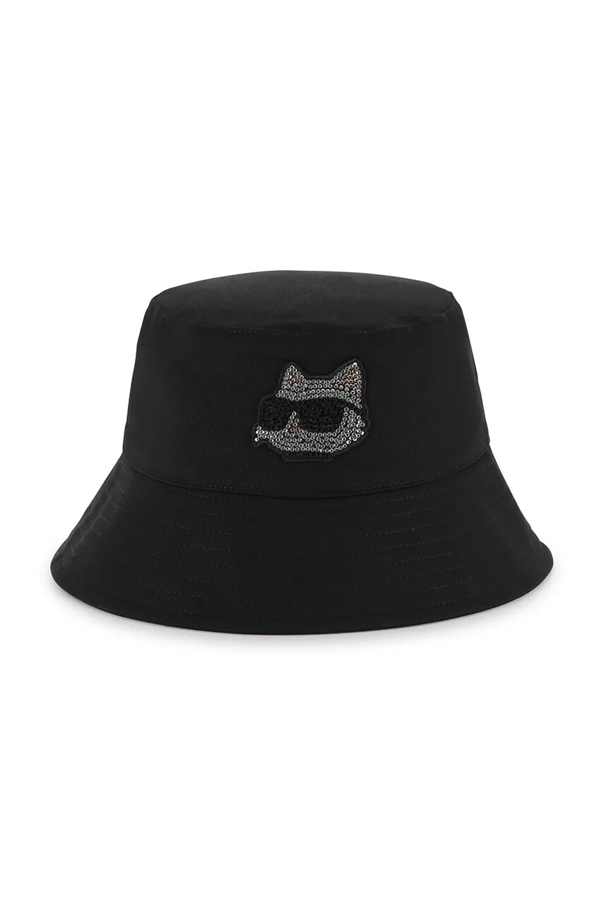 Levně Dětský bavlněný klobouk Karl Lagerfeld černá barva, Z30397