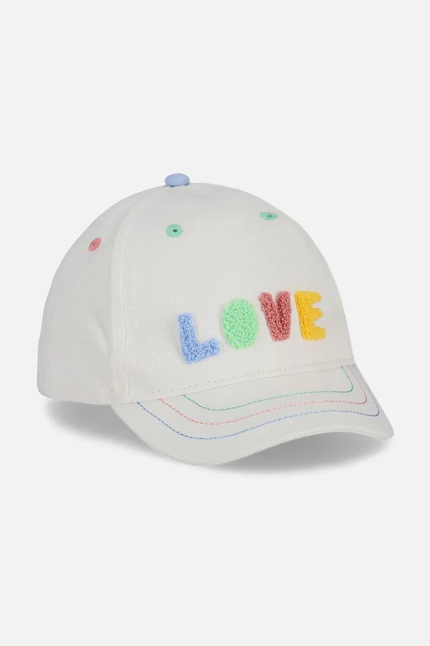 Дитяча бавовняна кепка Coccodrillo колір білий з аплікацією ACCESSORIES SUMMER GIRL в Полтаві Дитяча бавовняна кепка Coccodrillo колір білий з аплікацією ACCESSORIES SUMMER GIRL в Полтаві