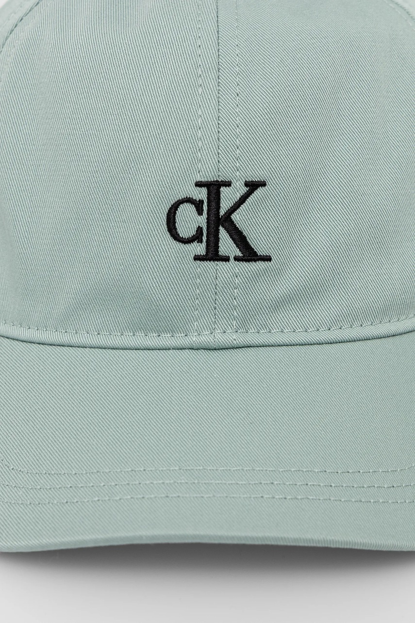 Детская хлопковая кепка Calvin Klein Jeans цвет бирюзовый однотонная IU0IU00150