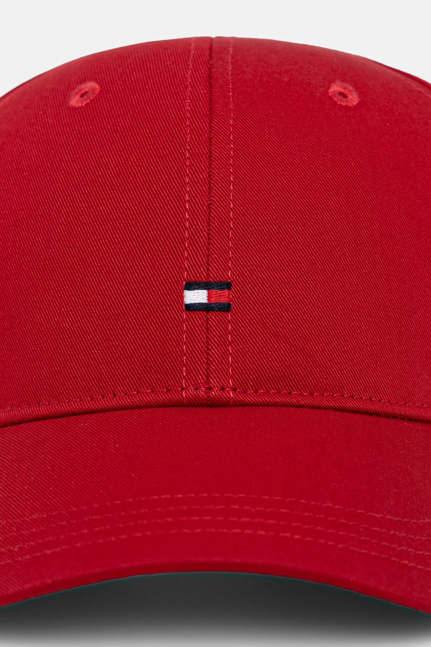 Дитяча бавовняна кепка Tommy Hilfiger колір червоний однотонна AU0AU01528