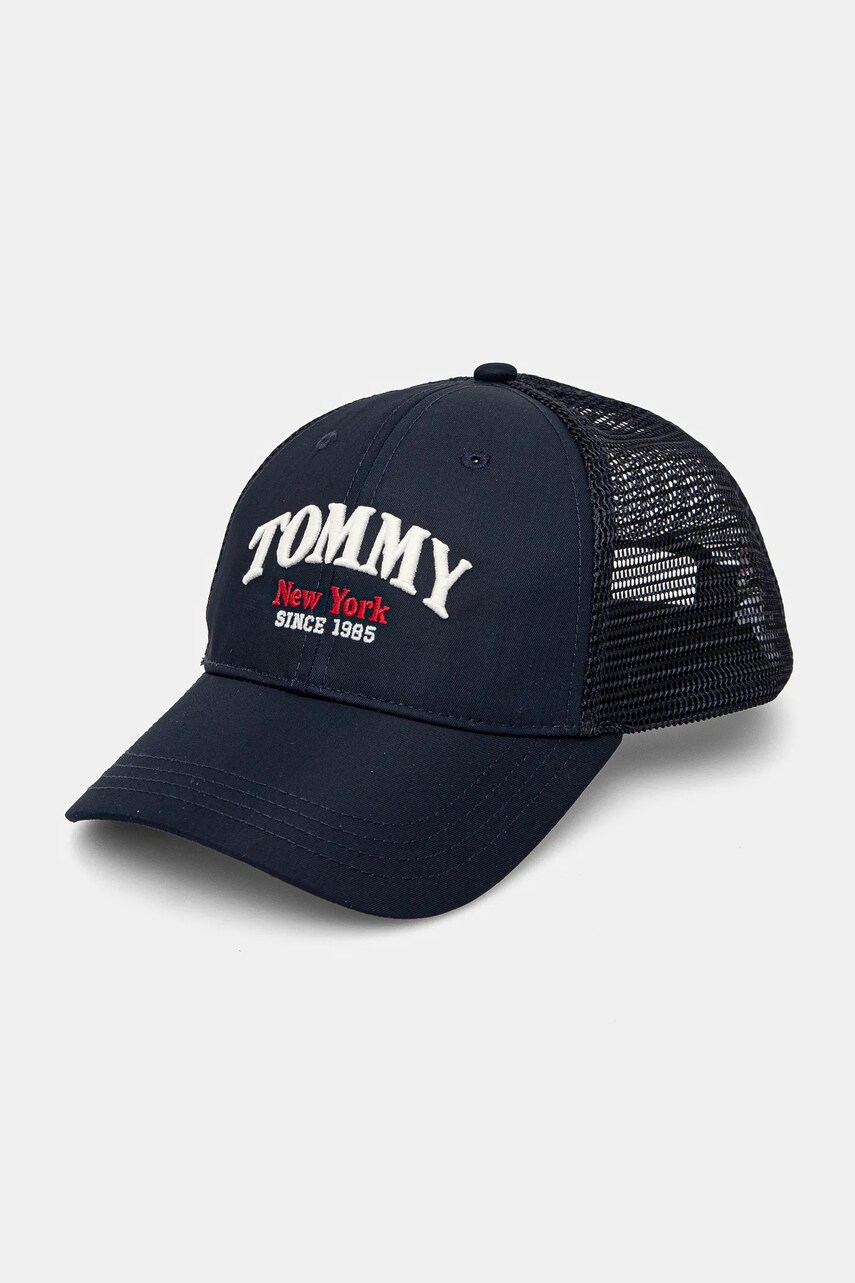 Levně Dětská baseballová čepice Tommy Hilfiger tmavomodrá barva, s aplikací, AU0AU01953