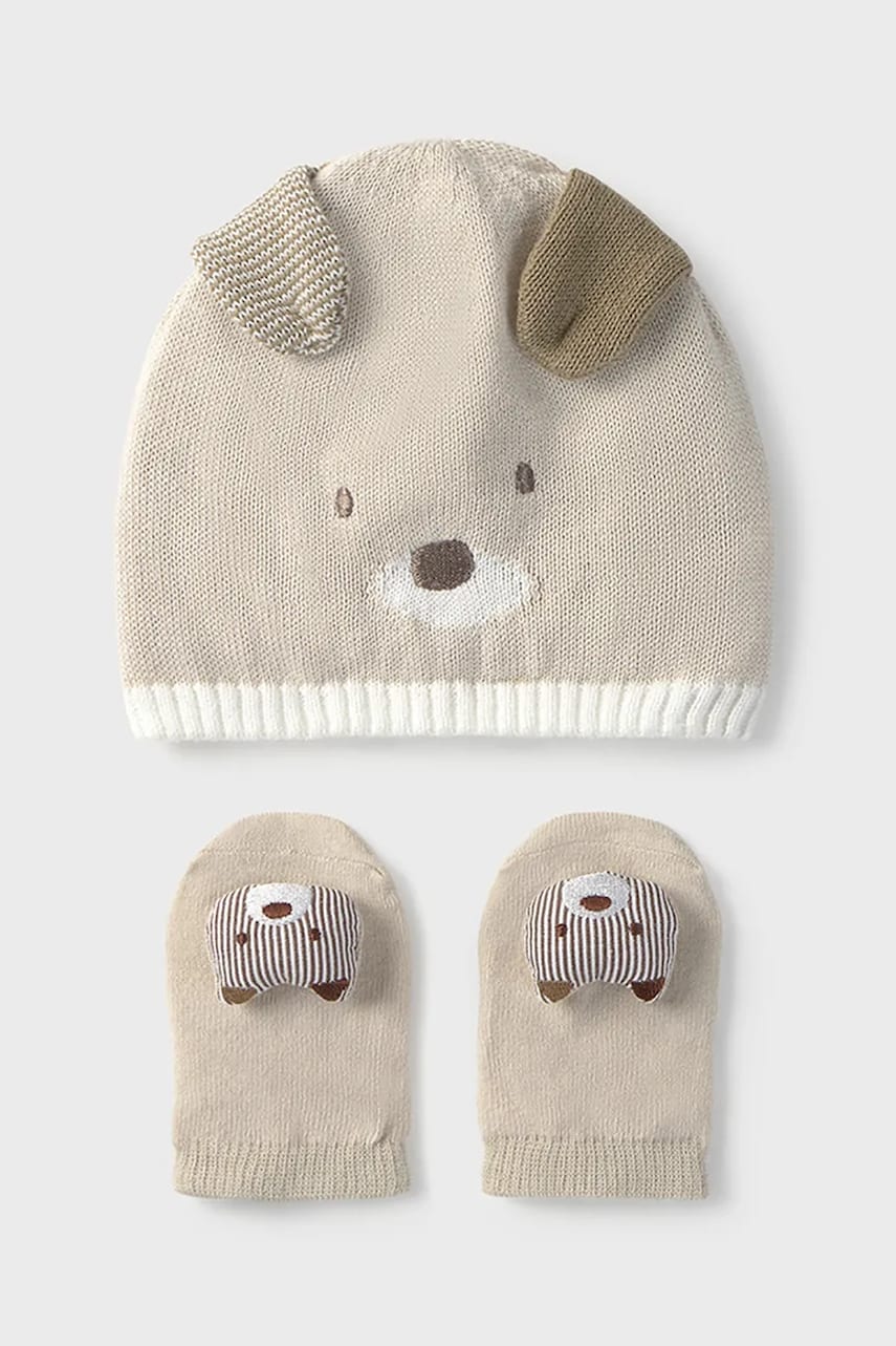 Mayoral Newborn pălărie și șosete pentru bebe culoarea bej, 9874 Mayoral Newborn pălărie și șosete pentru bebe culoarea bej, 9874