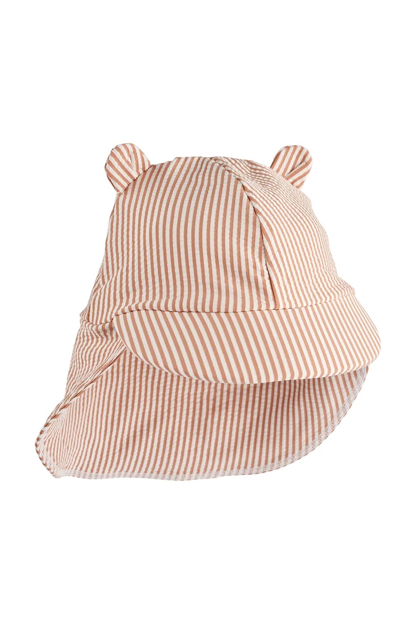 Детская кепка Liewood Senia Seersucker Sun Hat With Ears цвет оранжевый узор LW17681 Детская кепка Liewood Senia Seersucker Sun Hat With Ears цвет оранжевый узор LW17681