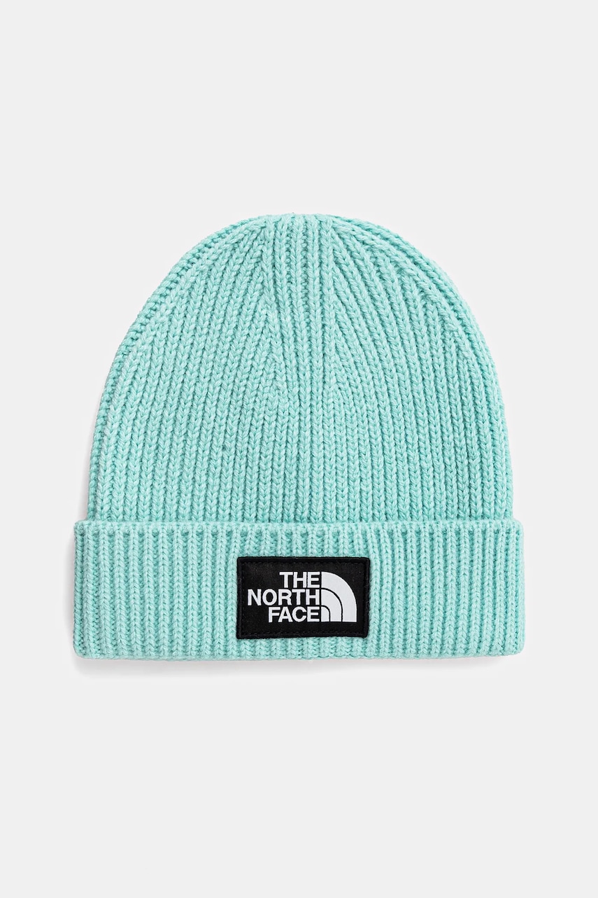 The North Face caciula copii KIDS TNF BOX LOGO CUFFED BEANIE culoarea turcoaz, NF0A7WGC6EI1 The North Face caciula copii KIDS TNF BOX LOGO CUFFED BEANIE culoarea turcoaz, NF0A7WGC6EI1