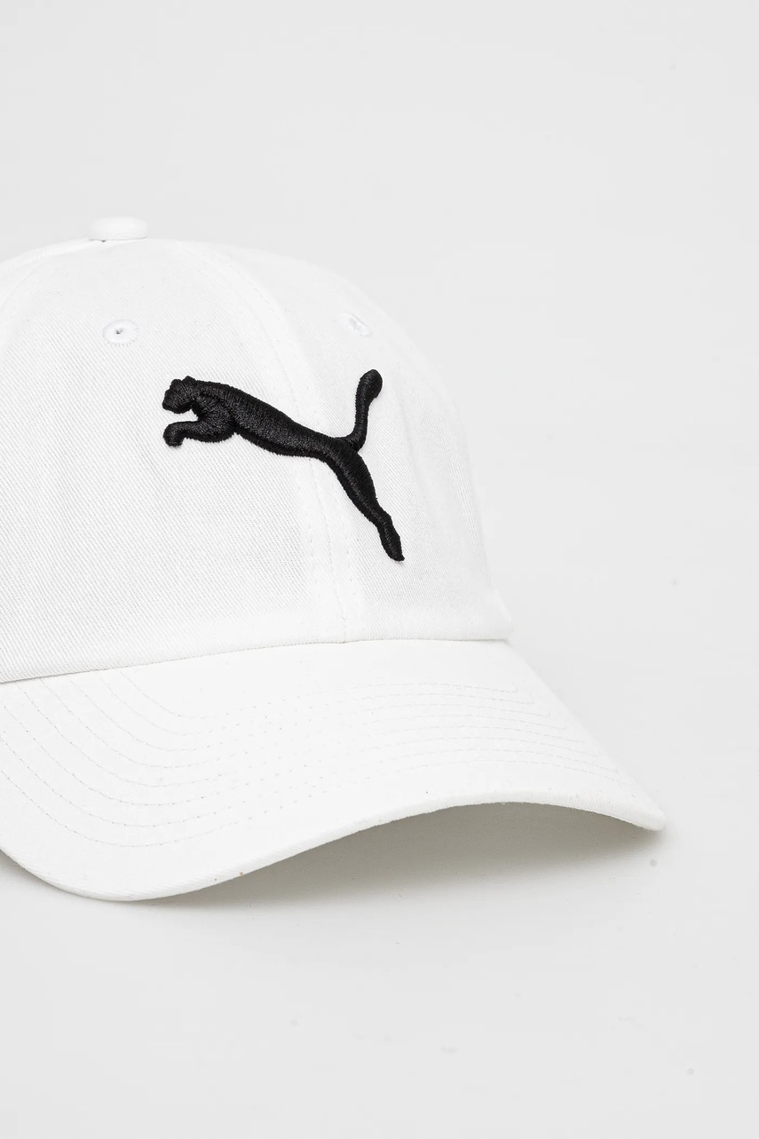 Дитяча бавовняна кепка Puma ESS CAT BB Cap колір білий з аплікацією 026114