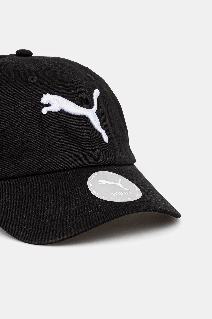 Детская хлопковая кепка Puma ESS CAT BB Cap цвет чёрный с аппликацией 026114