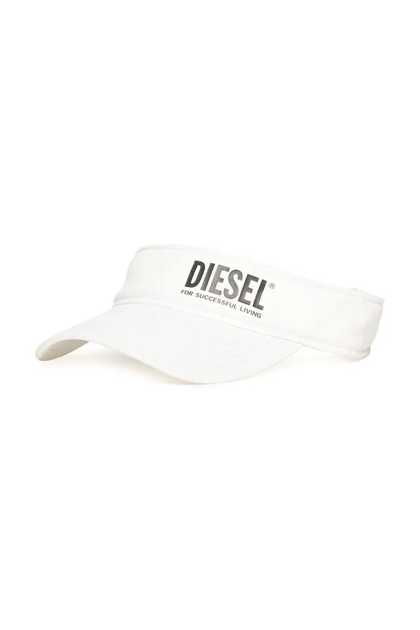 Diesel vizor din bumbac pentru copii FDELS HAT culoarea alb, cu imprimeu, J02126