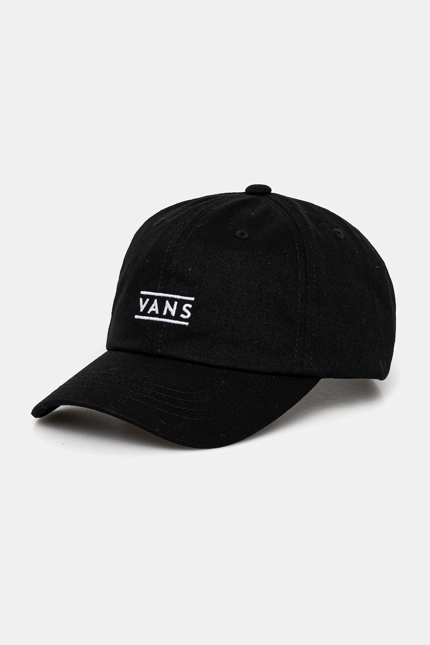 Vans șapcă din bumbac pentru copii HALF BOX CURVED BILL JOCKEY culoarea negru, cu imprimeu, VN000J4TBLK1 Vans șapcă din bumbac pentru copii HALF BOX CURVED BILL JOCKEY culoarea negru, cu imprimeu, VN000J4TBLK1