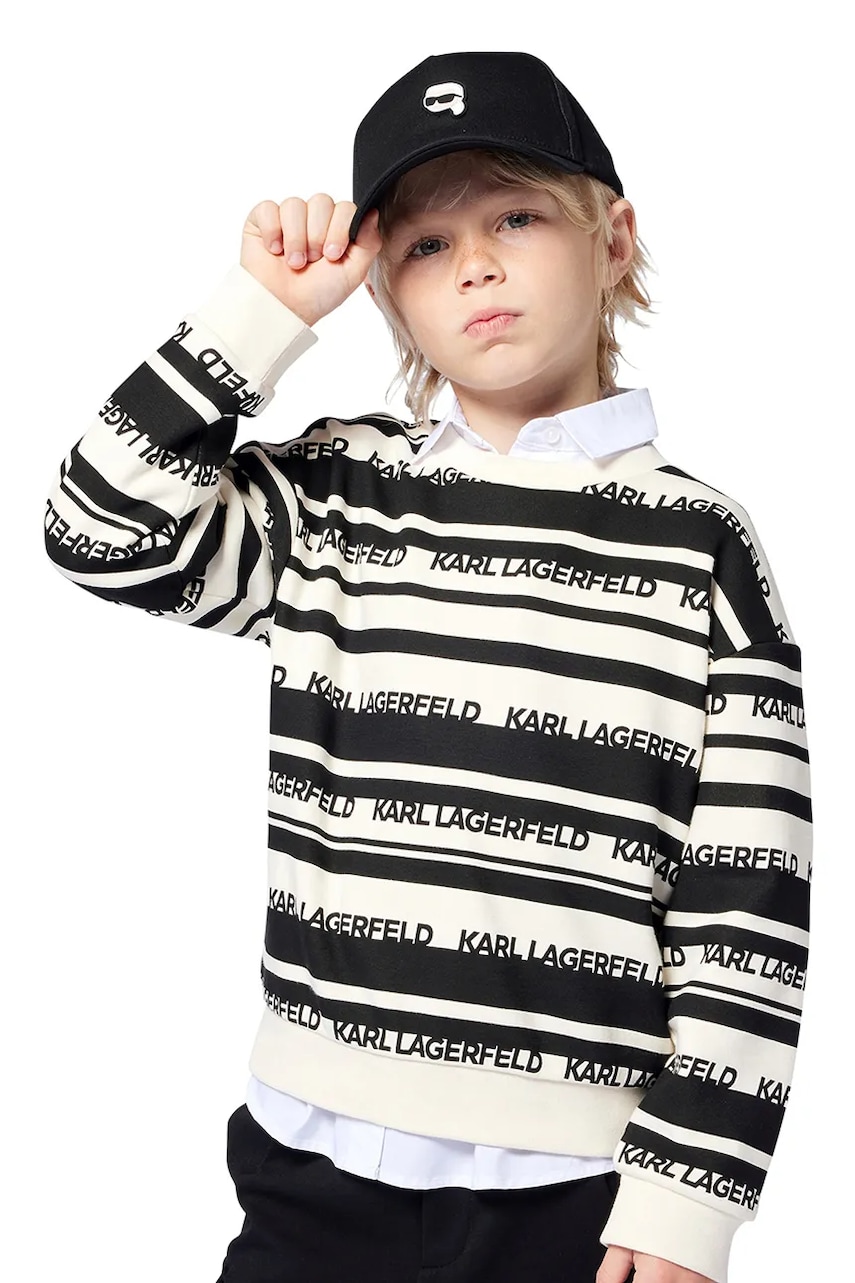 Karl Lagerfeld șapcă din bumbac pentru copii culoarea negru, cu imprimeu, Z30398